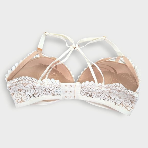 Aerie Real Power Balconette Bra 34DD Ivory Lace Over Beige Far Out - Picture 9 of 10